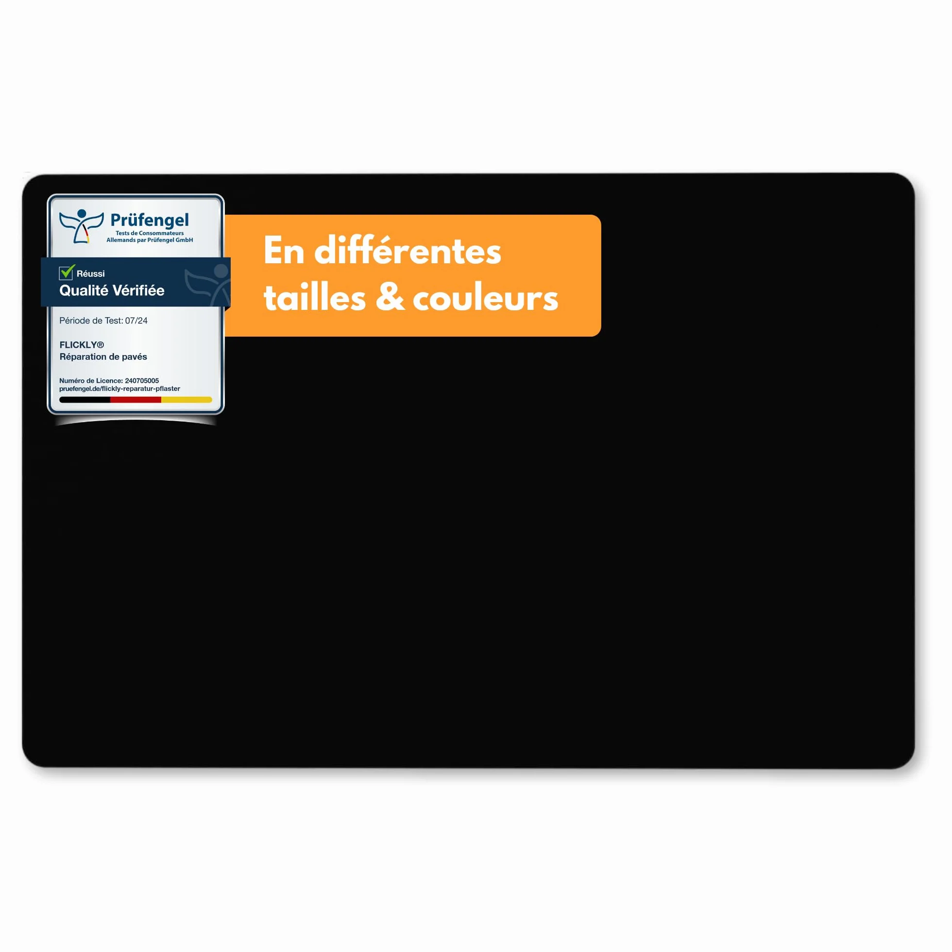 Patchs de réparation autocollants 30 x 20 cm Noir RAL9005 pour camions remorques tentes