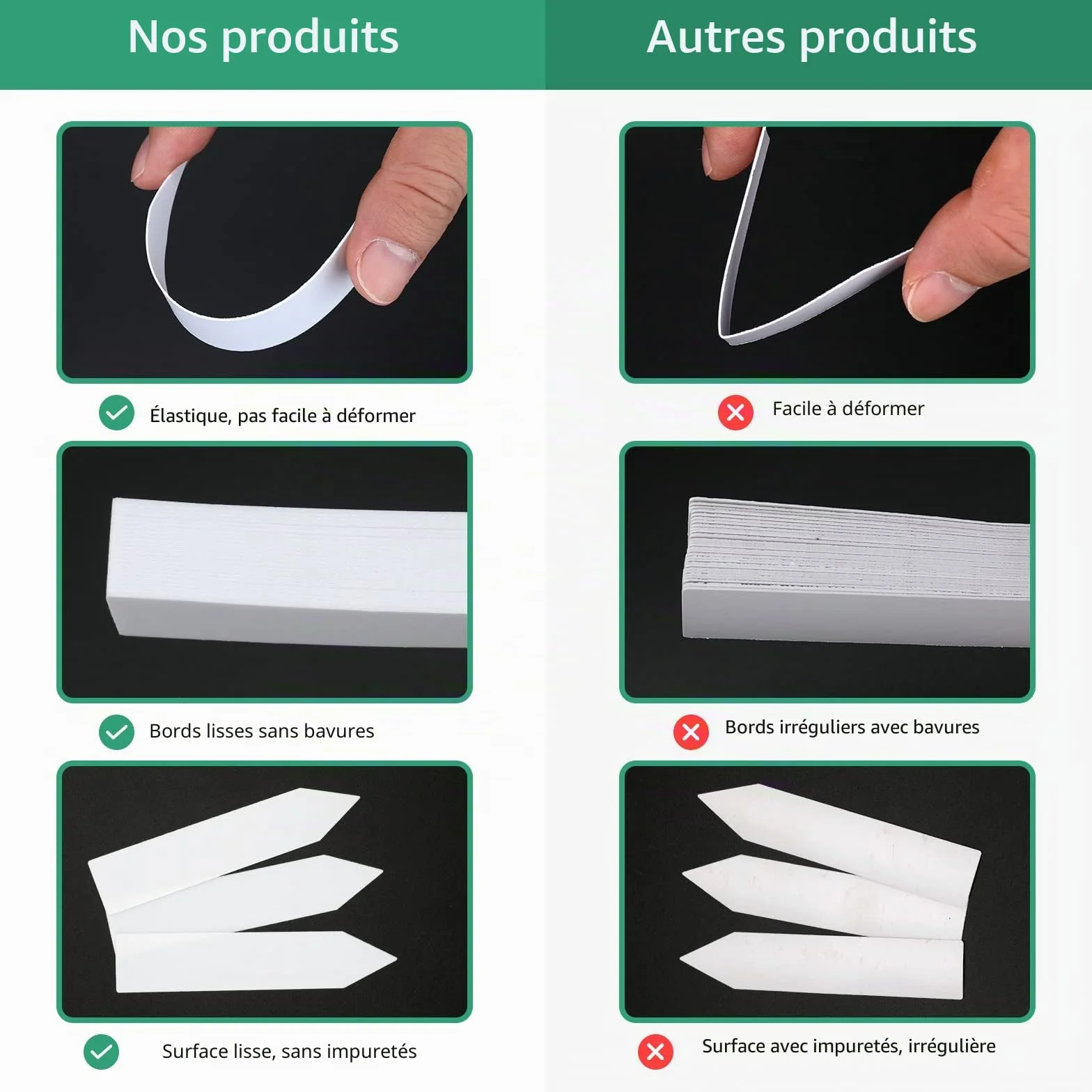KINGLAKE étiquette en plastique pour plantes 100 pièces 10x2cm blanc