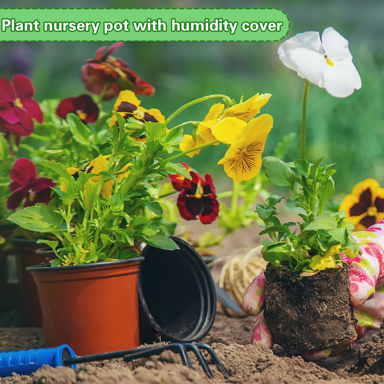 Pot de Fleur Plastique 10cm avec 100 Étiquettes, Pot Semis Réutilisable pour Plantation Intérieure et Extérieure