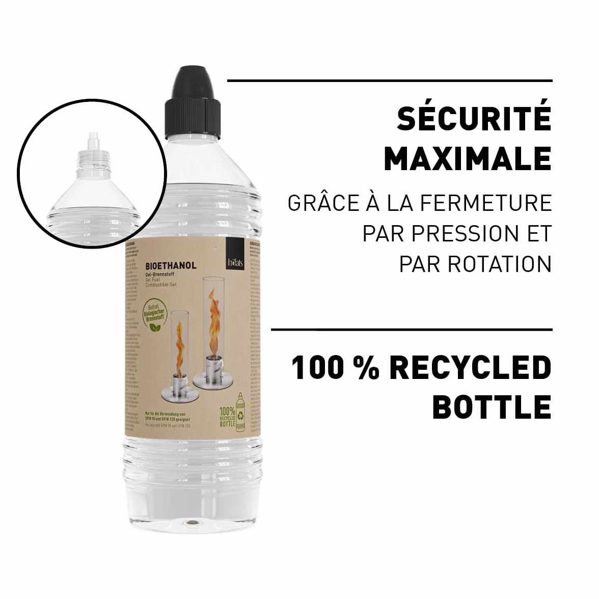 höfats Bioéthanol Gel Organique 6x1000ML Recharge pour Spin 90/120 feu de Table sans Odeur