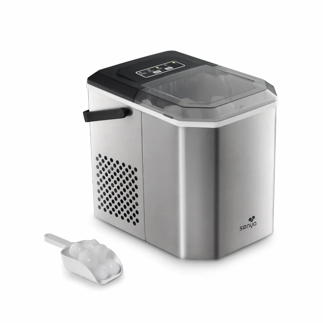 SENYA ICE COOL Machine à Glaçons Rapide 12kg/24h – 9 Glaçons en 6 à 13 min – 2 Tailles – Réservoir 1,3L – Auto-Nettoyante – Compacte et Portable