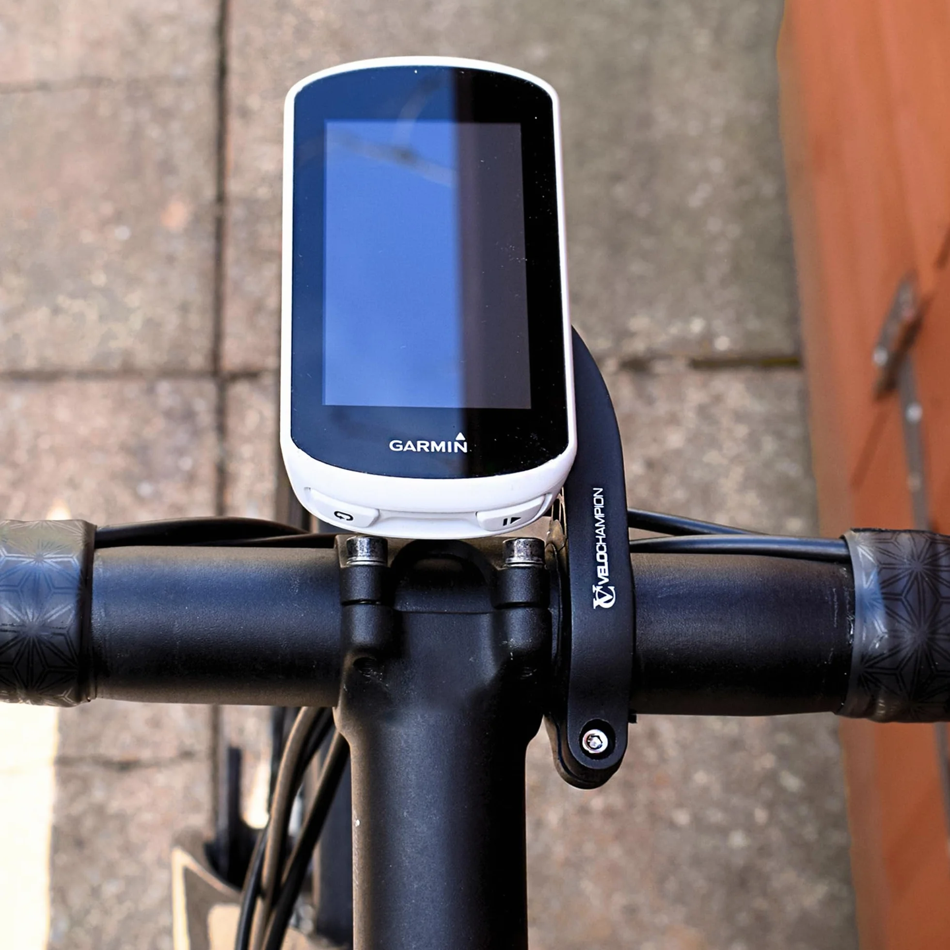 VeloChampion Support de Guidon Vélo Déporté Compatible avec Les GPS Garmin ou Wahoo. Convient aux Diamètres de Guidon de 25,4 à 35 mm.