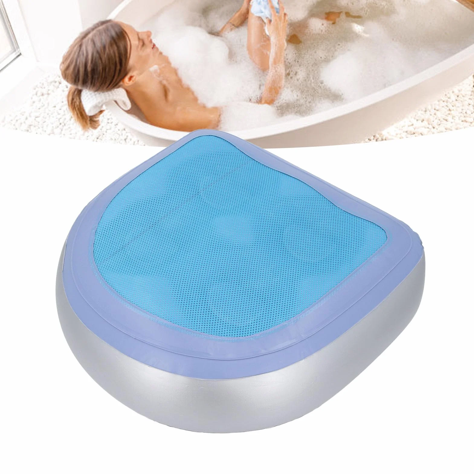 Siège Rehausseur de Spa Réglable Gonflable Double Remplissage avec Ventouses Antidérapantes
