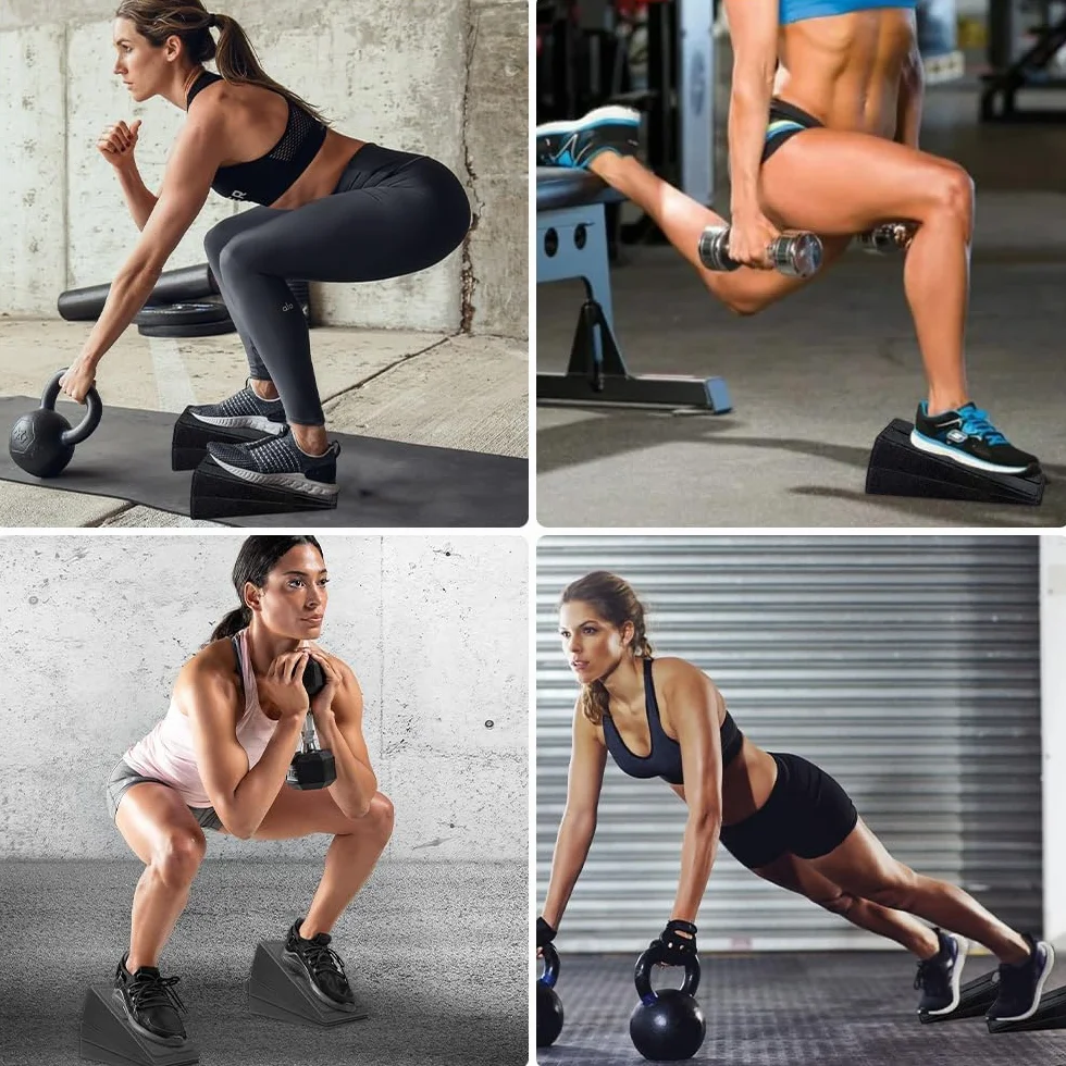 Planche Inclinée Étirement Lot de 3 Cales Protection Genoux Réglable Slant Board pour Jambes Mollets Exercice Musculaire