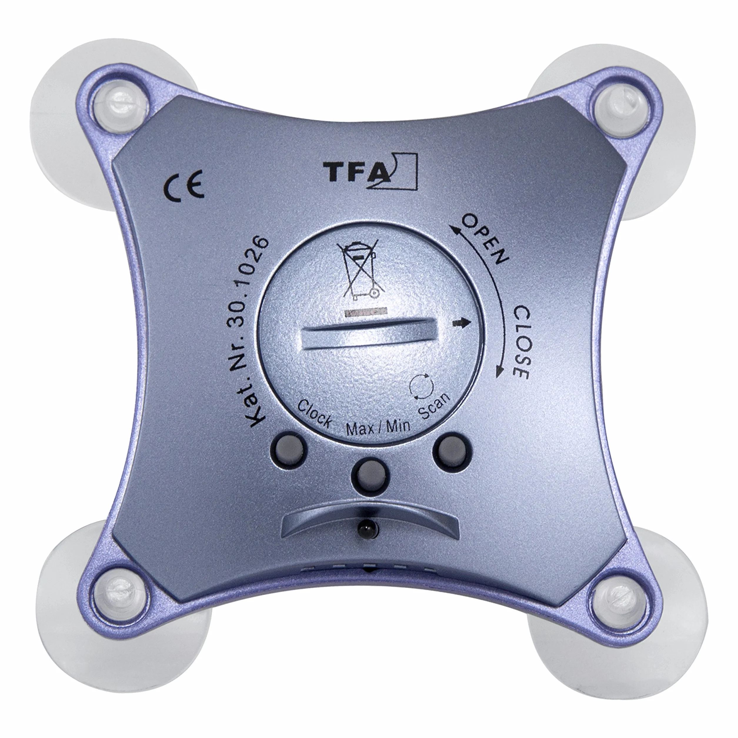 TFA Dostmann Thermomètre de fenêtre numérique Poco 30.1026, température extérieure, résistant aux intempéries, bleu métallique