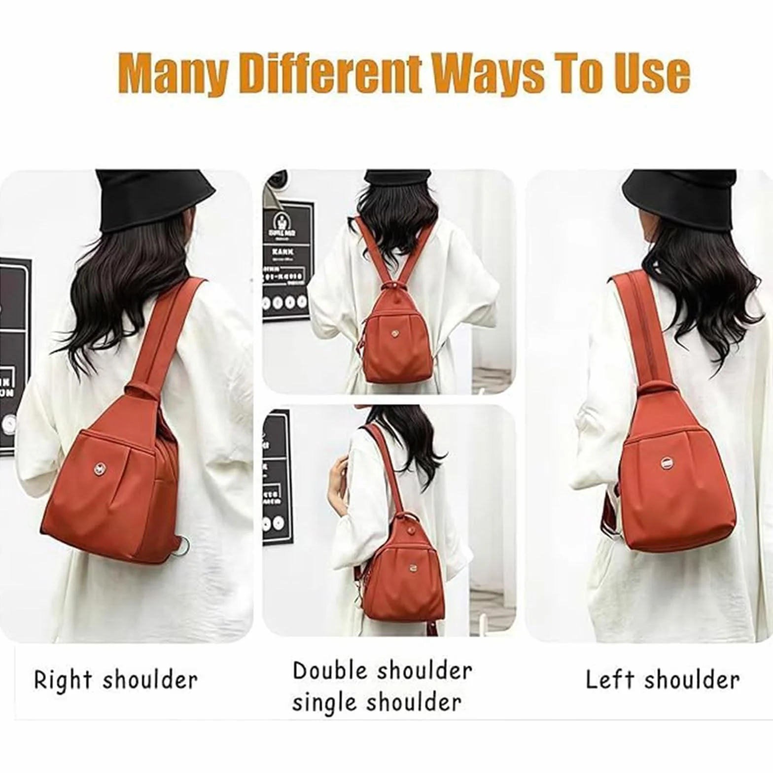 Mini Sac à Dos 3 en 1 Antivol Femmes Grande Capacité Oxford Bordeaux