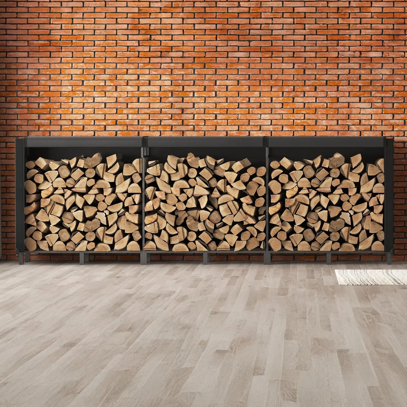 Lifewit Rangement Bois Porte Buche Panier Buche 365x58x122cm Impermeable Exterieur Noir