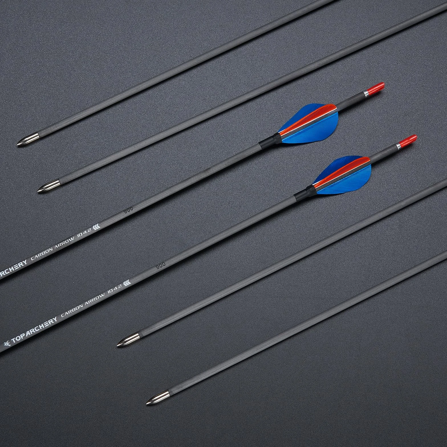 Toparchery Flèches Tir à l'Arc 31 Pouces Carbone Pur ID4,2mm Plumes Naturelles