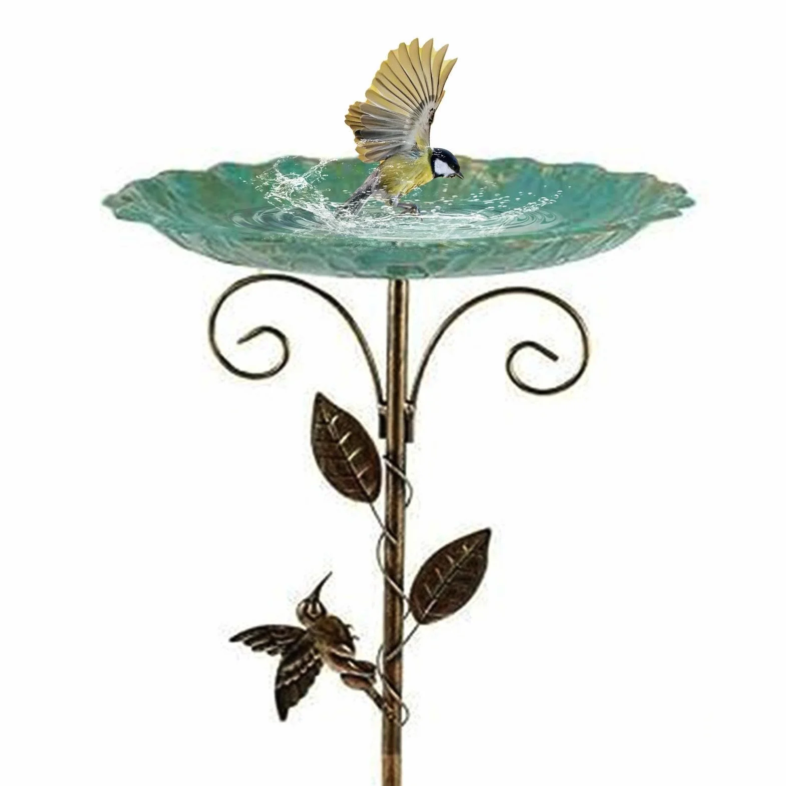 Bain d'oiseaux extérieur 76 cm de hauteur abreuvoir décoratif fontaine avec piquet