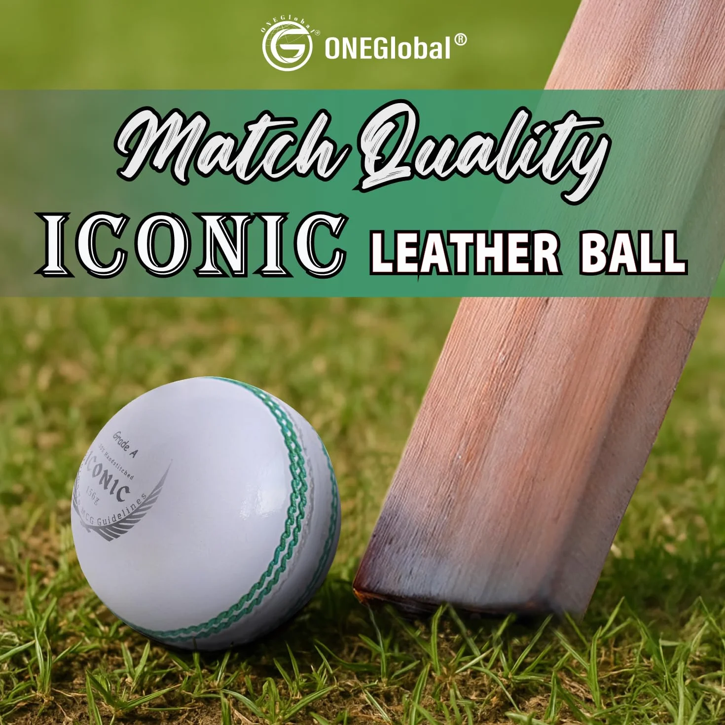 Balle de cricket emblématique en cuir | 100 % cousue à la main, 156 g – 5,5 oz, construction imperméable en 4 pièces | Balles de cricket rigides de qualité assortie