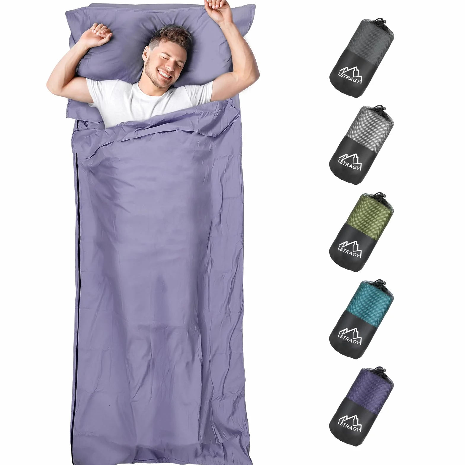 Sac de Couchage Cabane 2-en-1 Microfibre Fermeture Éclair Intégrale 95x220 cm