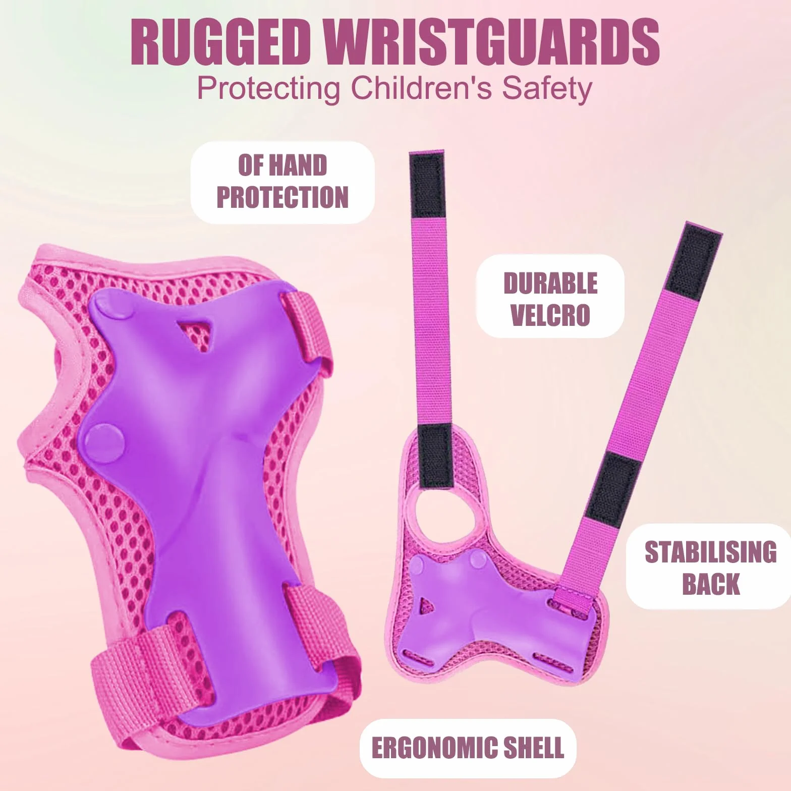 Genouillères pour Enfants - 6 en 1 - pour Skateboard, Roller, Hoverboard, vélo, Skateboard (Rose/Violet)