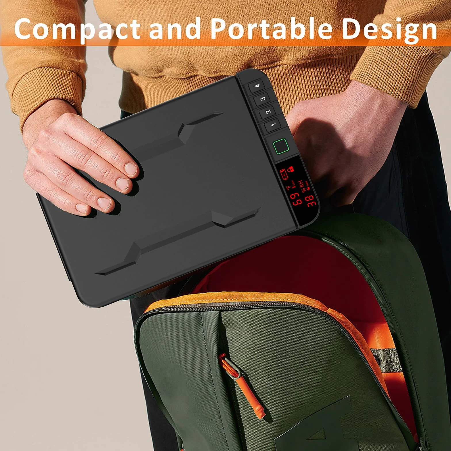 Z ZLJUAN Coffre-fort portable pour pistolet avec écran LCD de la température, de l'humidité, avec empreintes digitales biométriques, serrure à clavier, clé, arme de poing biométrique pour voyage