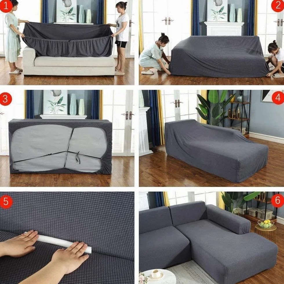 Housse de canapé extensible d'angle 1/2/3/4 places