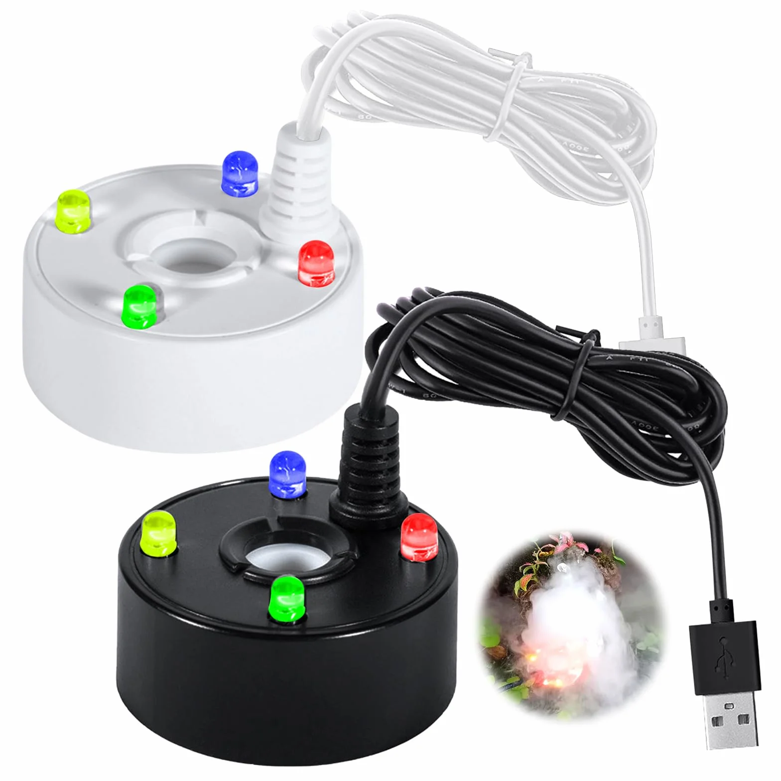 BORDEAG 2 Pièces Brumisateur À Ultrasons 5 V Mini Machine À Brouillard Fontaine d'eau USB pour Étang Aquarium Jardin