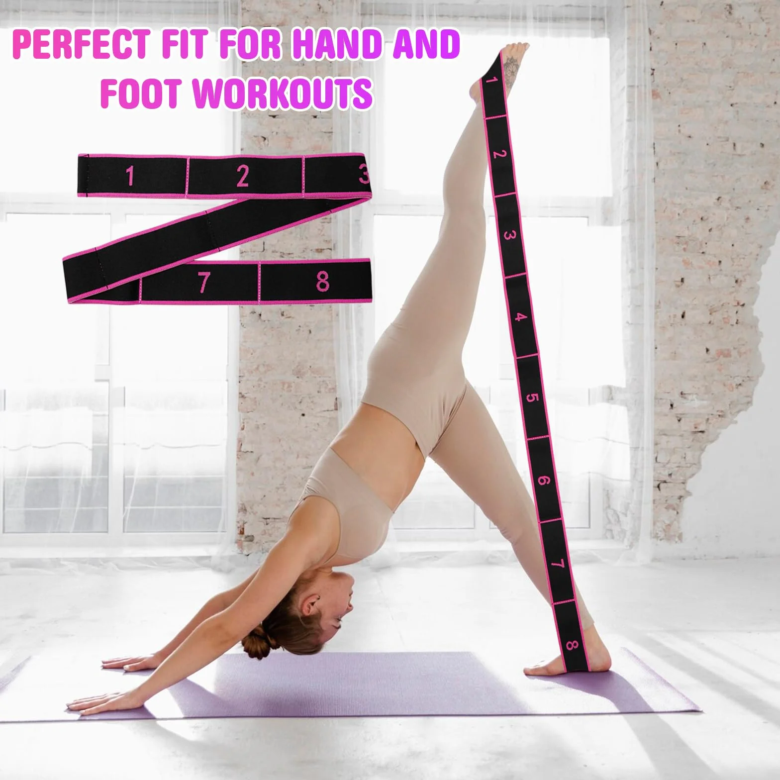5 Pièces Bande Élastique de Yoga Résistance Band Fitness 8 Niveaux de Forces Bande Élastique Musculation Bande Elastique Etirement pour Fitness, Yoga, Pilates, Danse, Gymnastique (5 Couleurs)