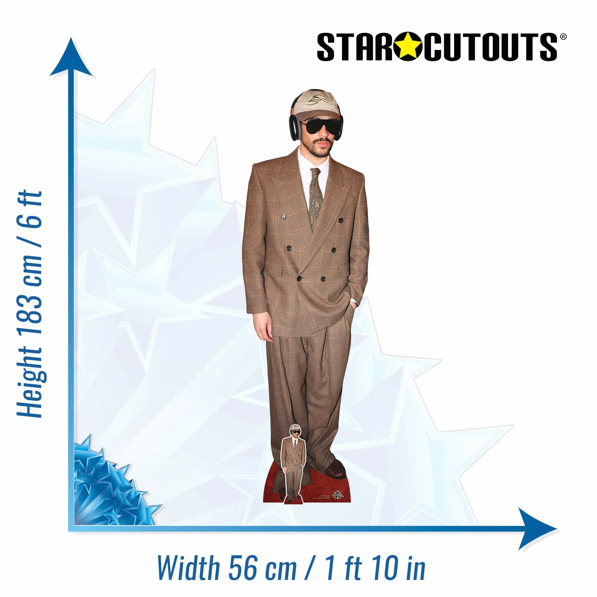 Star Cutouts Bad Bunny Découpe en Carton avec Musique 183 cm
