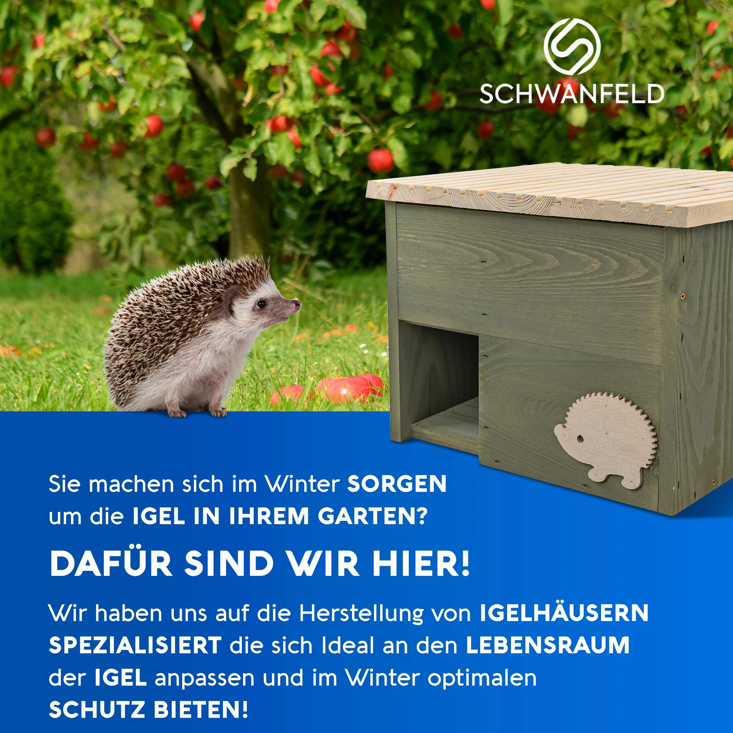 SCHWANFELD® Niche pour hérisson résistante à l'hiver avec fond et entrée labyrinthe