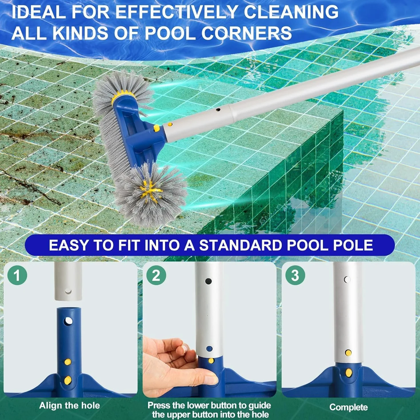 Brosse de piscine 45 cm POOLAZA pour piscine enterrée/hors sol, nettoyage mural robuste