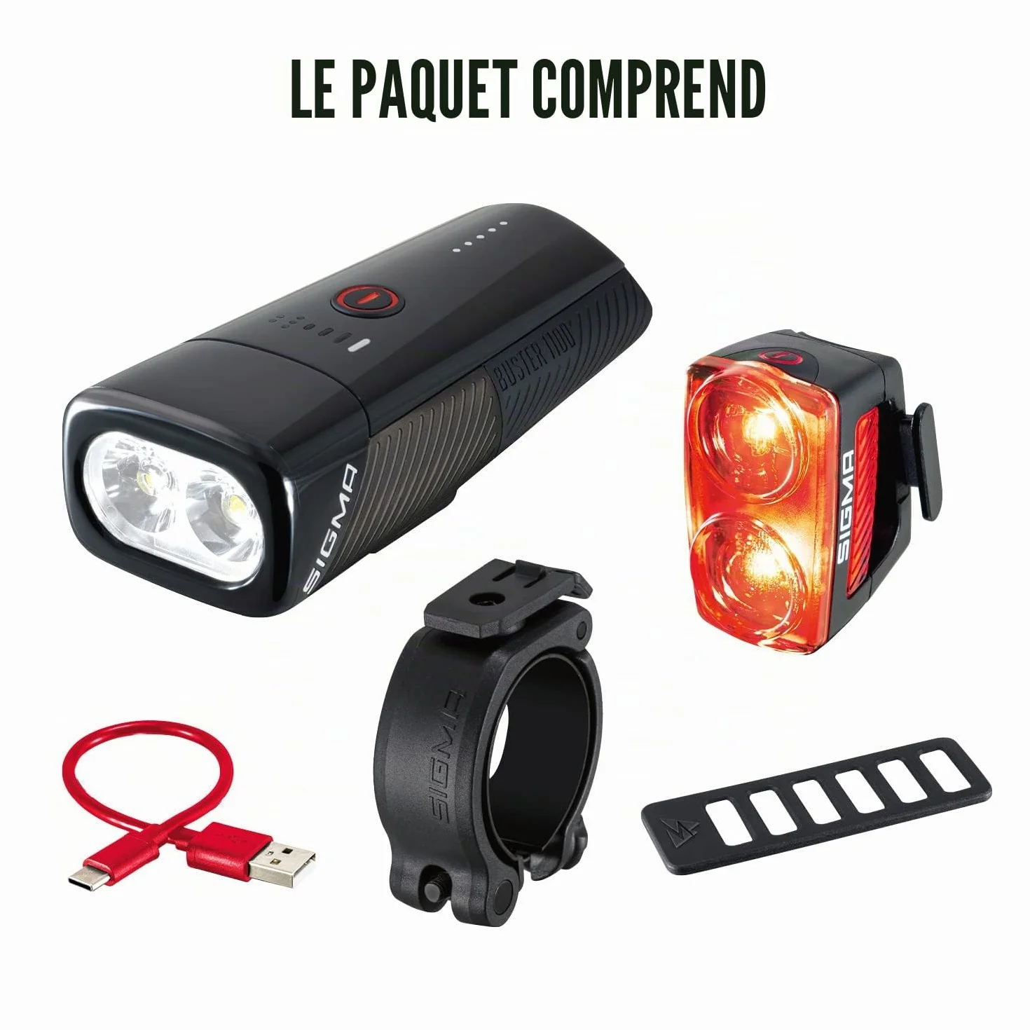SIGMA Sport - Buster 1100 | Éclairage vélo Avant de 1100 lumens | Lumière Avant Rechargeable avec Cinq Modes d'éclairage | avec Fonction « Quick Release » pour Fixation Rapide