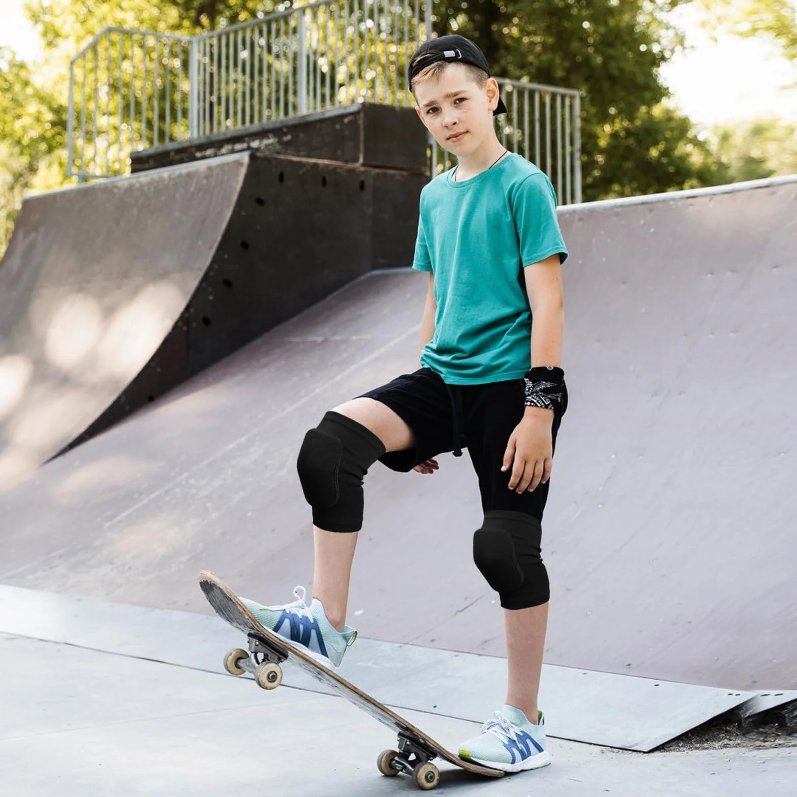 Genouillère Sport pour Enfants et Adultes,Paquet de 2 Genouillères de Danse,Genouillères de protection, épais éponge antidérapant,pour la Danse, Le Football, Le Jogging (S)