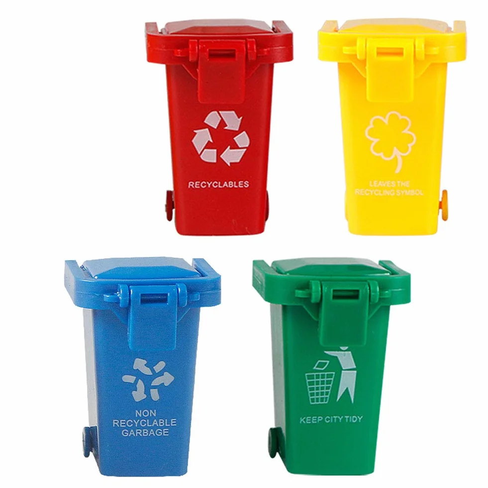 Lot de 4 Mini Poubelles Multicolores pour Enfants