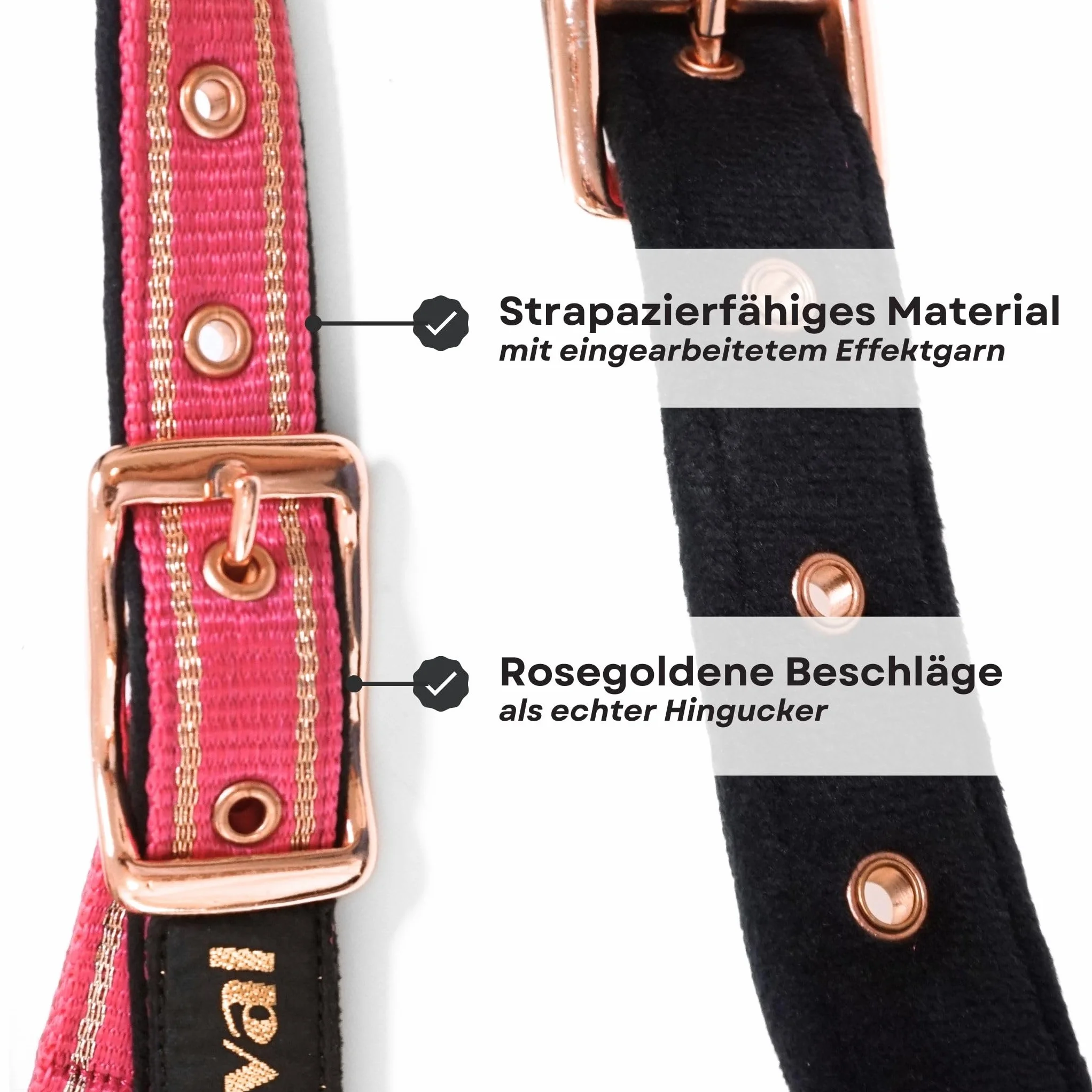 Licol pour chevaux avec paillettes en or rose, licol cheval noir et rose, 2 positions de réglage (rose or rose, poney)