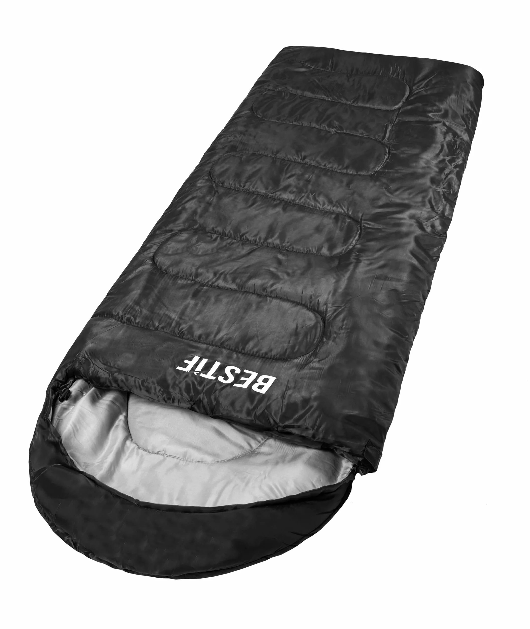 Sac de couchage pour camping - Sac de couchage de plein air - Sac de couchage d'été imperméable ultra-léger avec petit sac de rangement - Sac de transport inclus - 210x75cm (Noir, 210 x 75 cm)