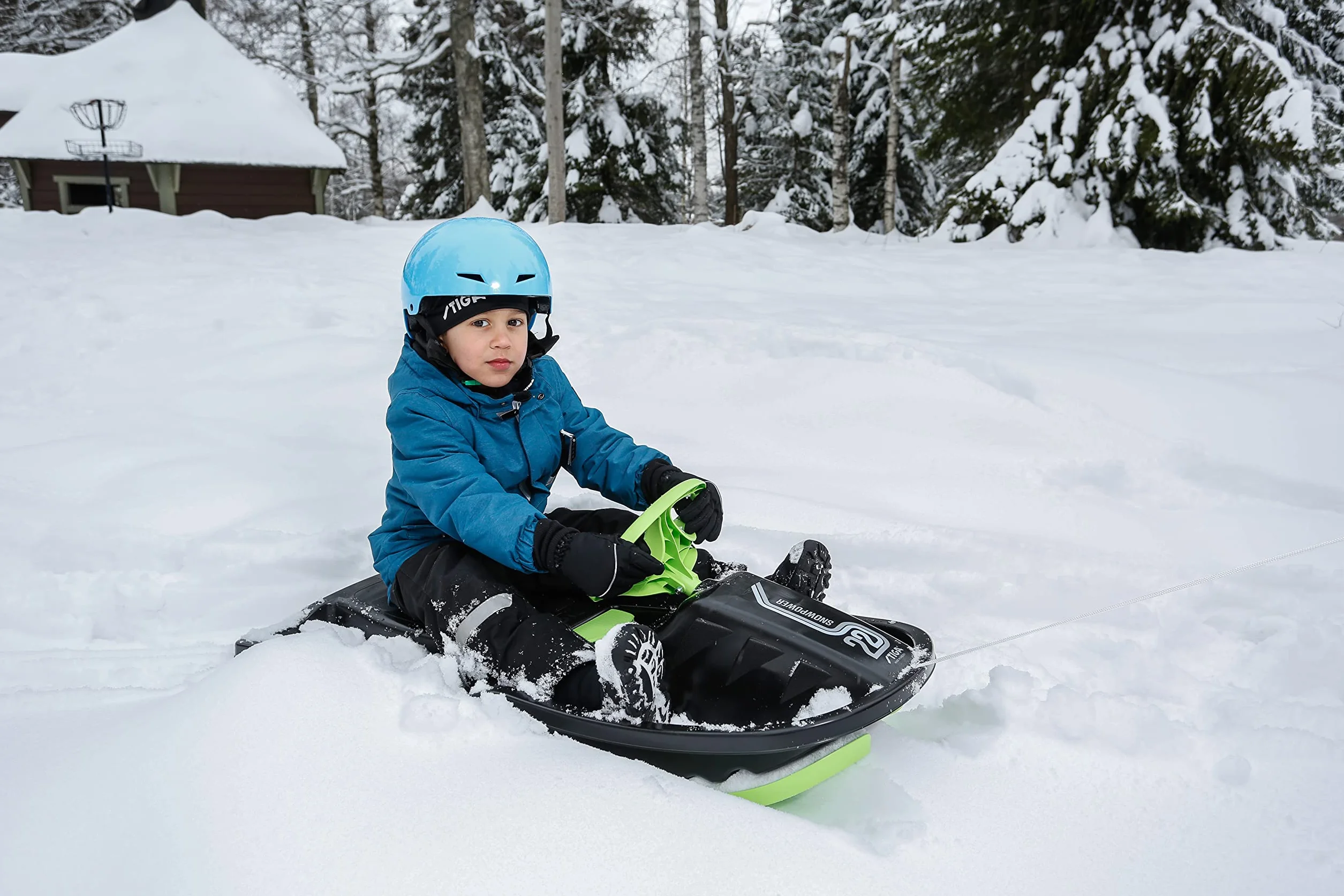 STIGA Snowpower Luge d'hiver avec Volant et Frein, pour Les Enfants à partir de 5 Ans