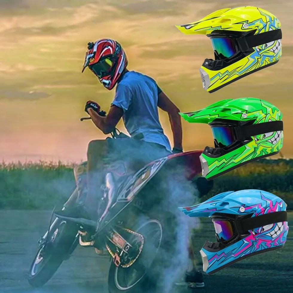 Casque Moto Tout-Terrain Homologué Dot pour Enfants Jeunes BMX MX VTT