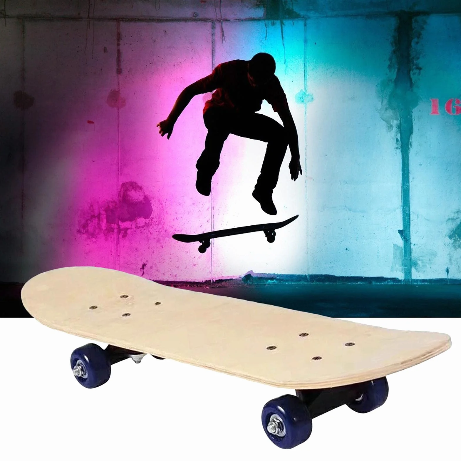 Yusheng Skateboard pour Enfants, Graffiti Peint À La Main Skateboard Complet pour Enfants avec Pont en Érable, Excellent Cadeau pour Garçons Filles Débutant 1-2 Ans, Stable Et Sûr, 165 Livres