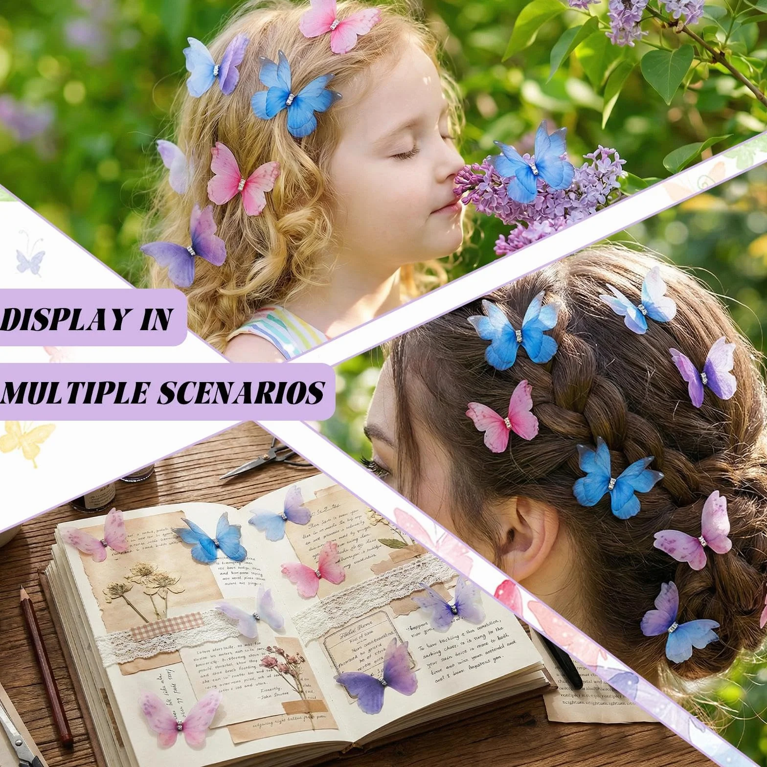 Papillon Decoration Stickers Muraux Chambre Fille 3D 70 Pièces Mousseline de Soie Translucide