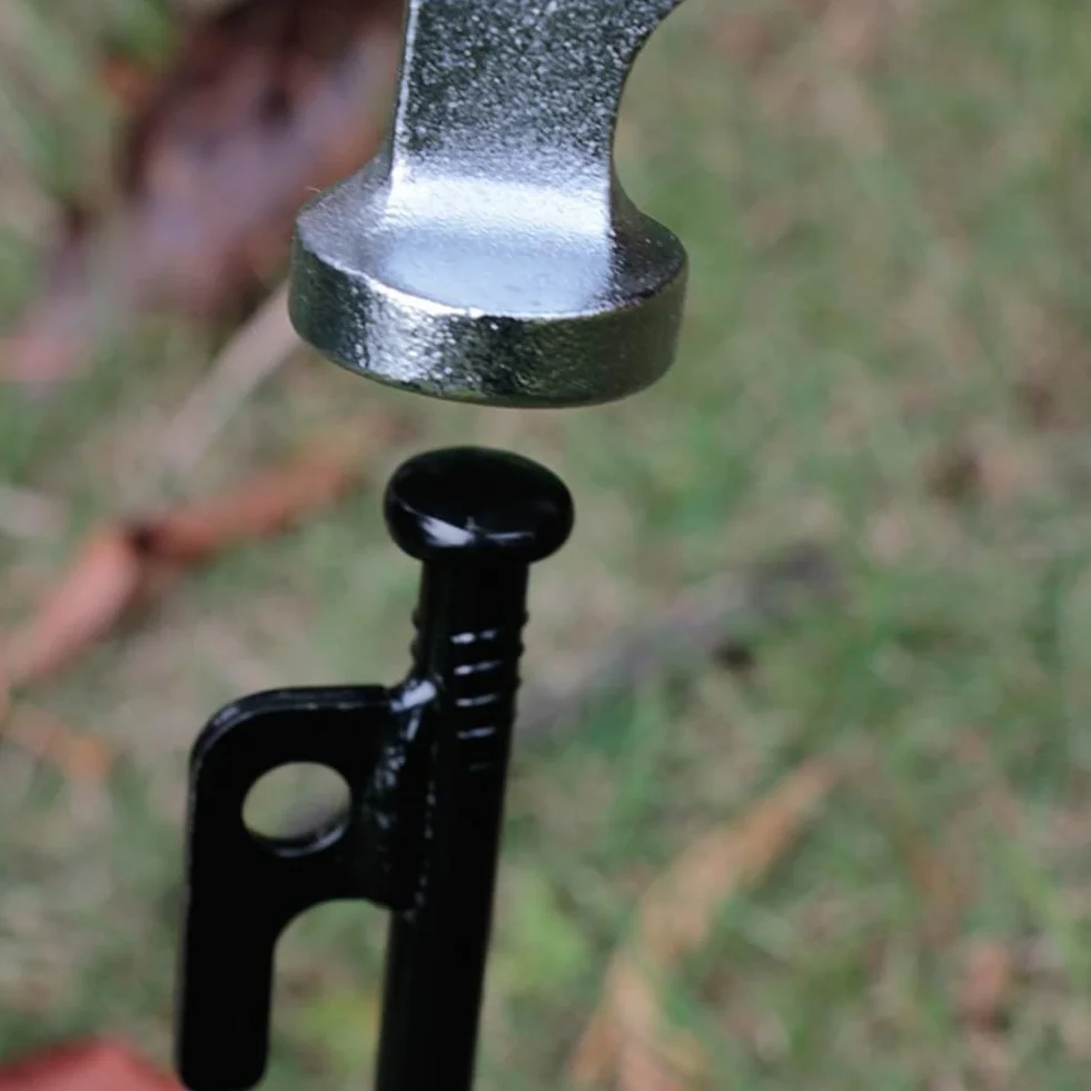 Marteau de camping avec crochet, marteau de tente en aluminium de 22 cm, maillet de camping multifonction avec extracteur de clous pour le camping