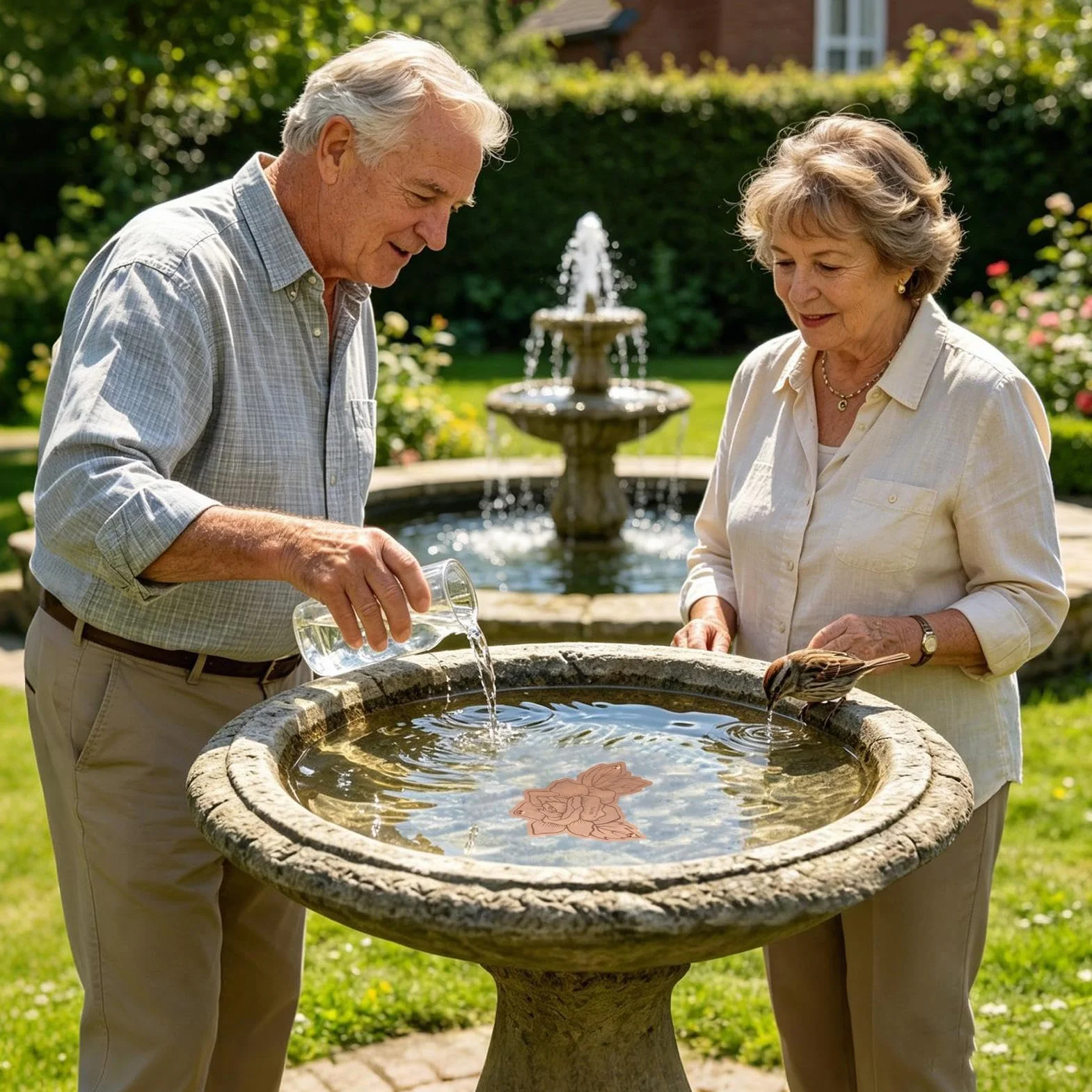 Disque en cuivre purificateur d'eau pour bain d'oiseaux - Extérieur Jardin