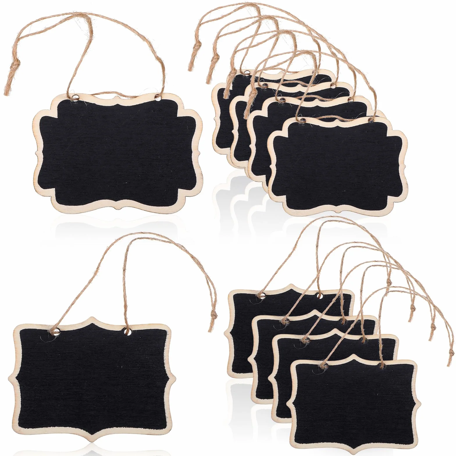 Lot de 10 mini tableaux noirs en bois TIESOME, 2 styles, étiquettes réutilisables avec fil de suspension pour mariage