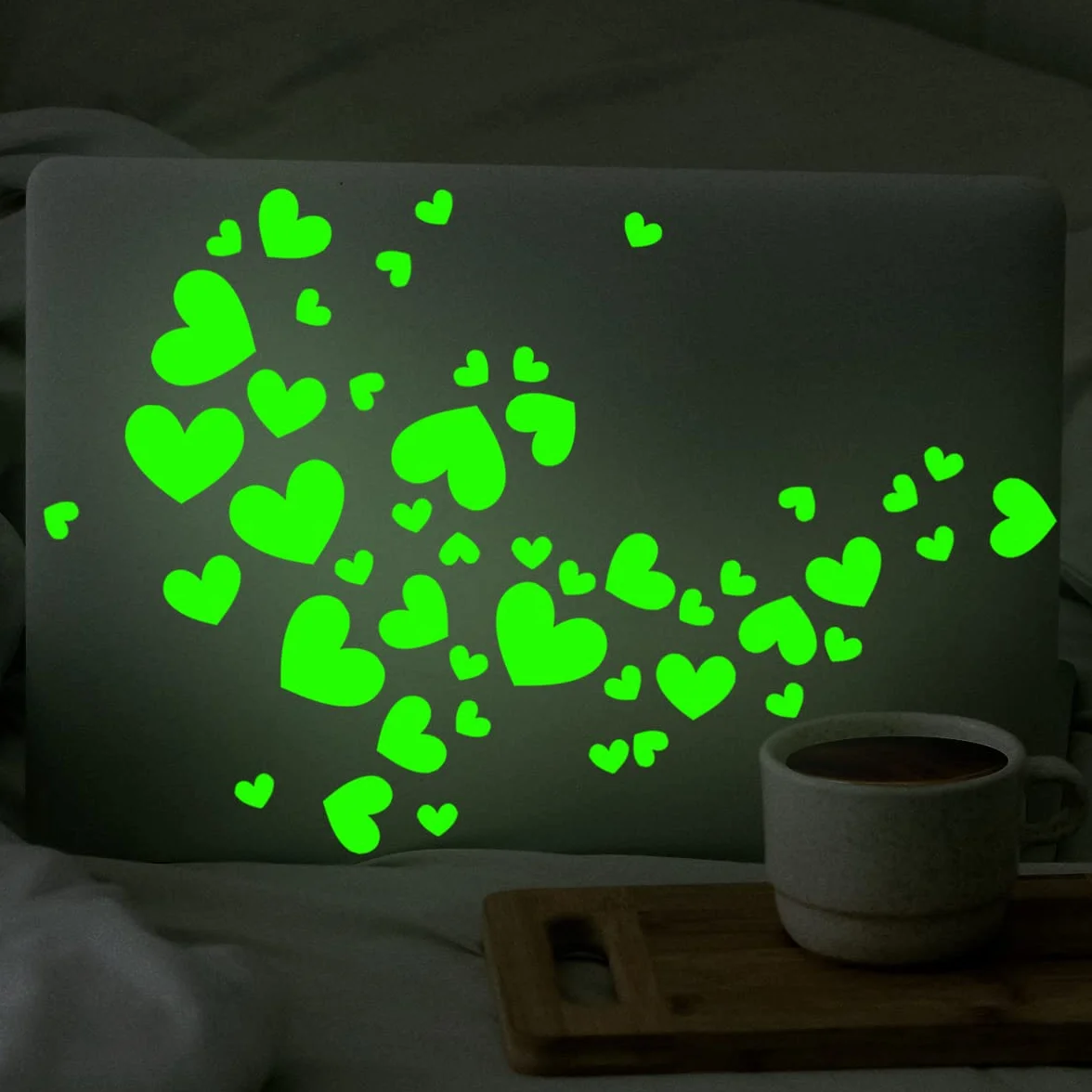 Autocollants muraux lumineux cœur brillant dans le noir INF, jeu pour chambres d'enfants