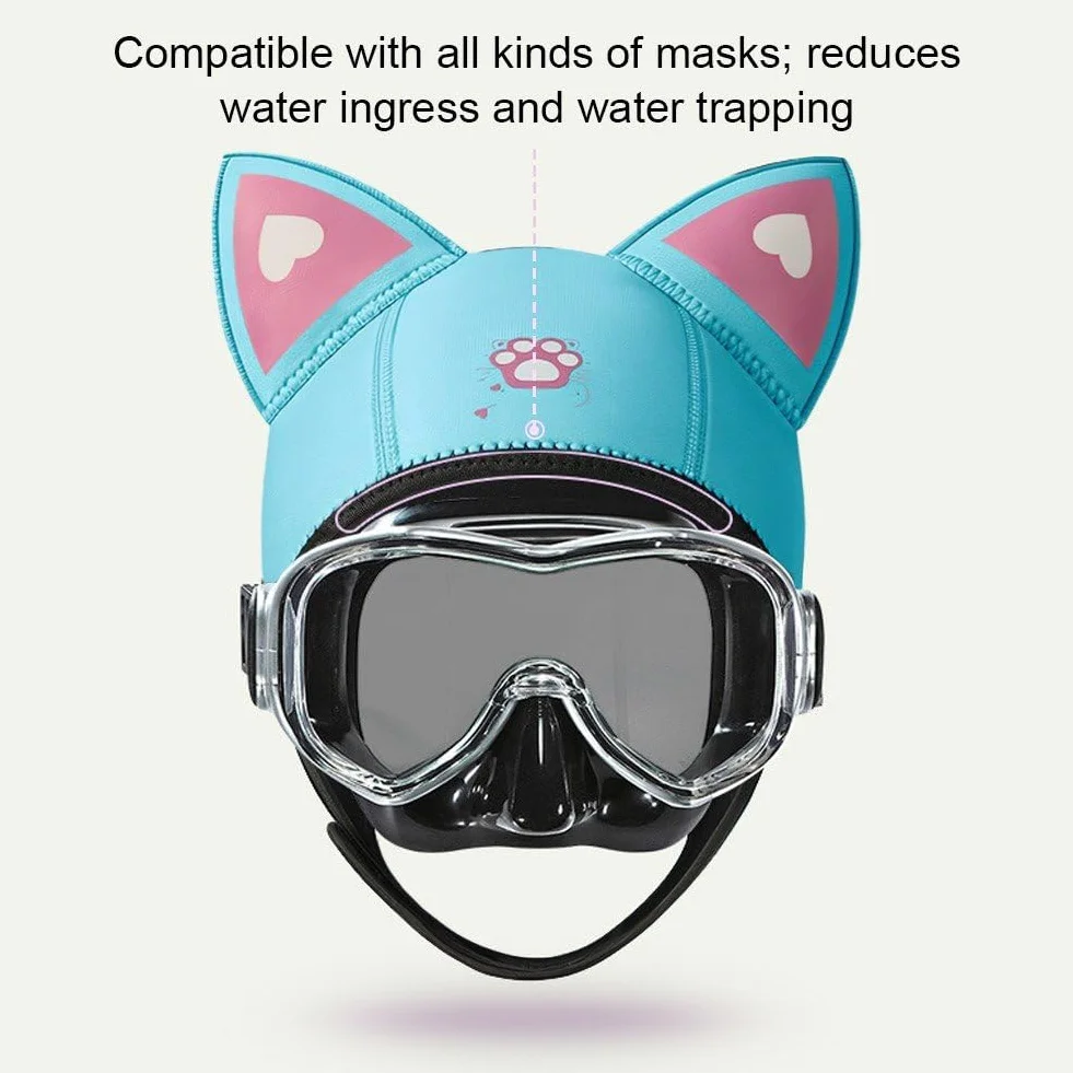 Chapeau De Plongée avec Oreilles De Chat 3mm, Capuche De Plongée sous-Marine en Néoprène Épaissie, Casquette De Voile, Combinaisons pour Le Surf, Le, Les Sports Nautiques