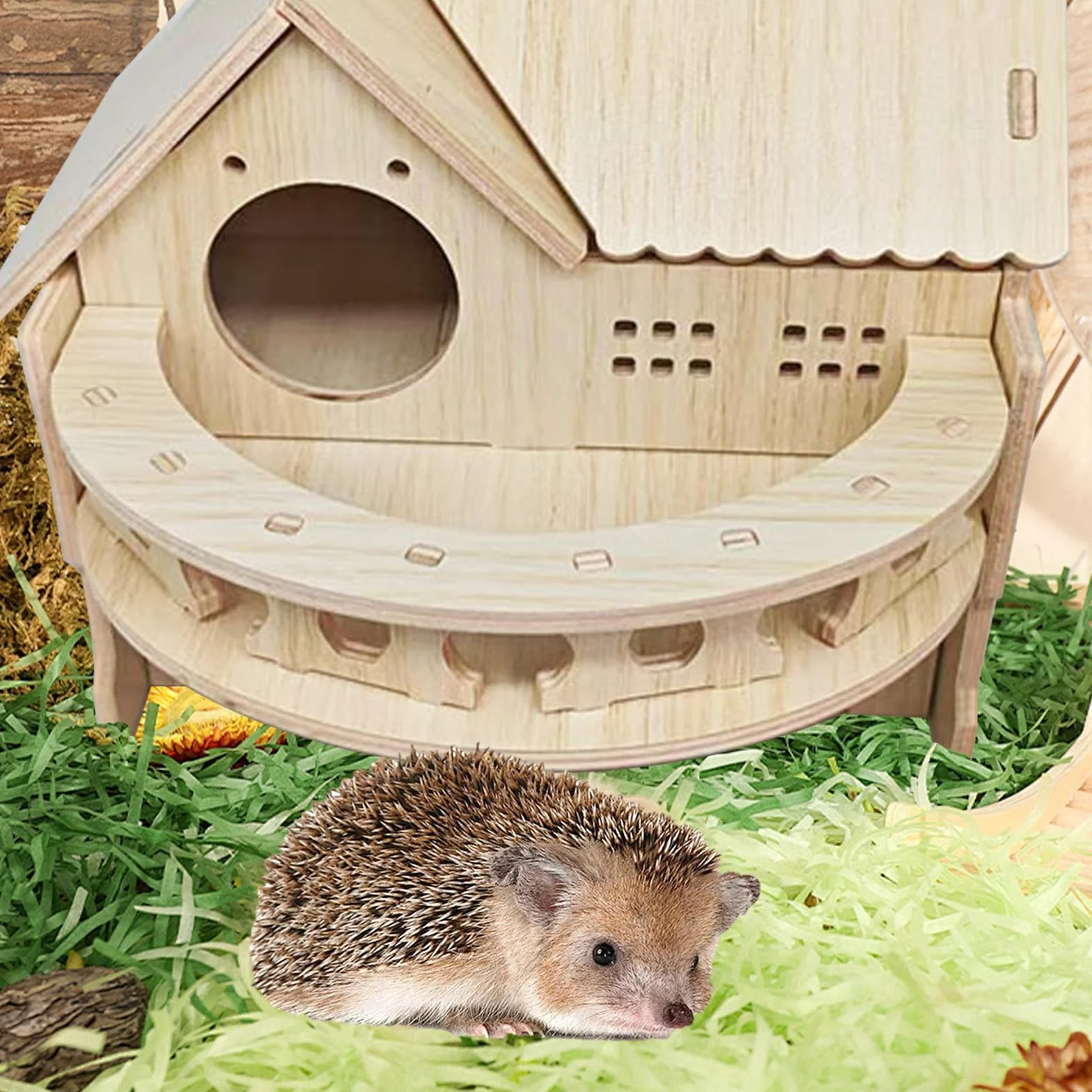 Maison pour Hérisson en Bois 35 x 27 x 27 cm avec Terrasse