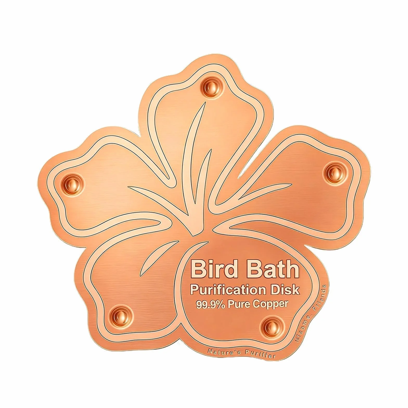 Disque de traitement de l'eau pour abreuvoir à oiseaux en cuivre résistant aux intempéries