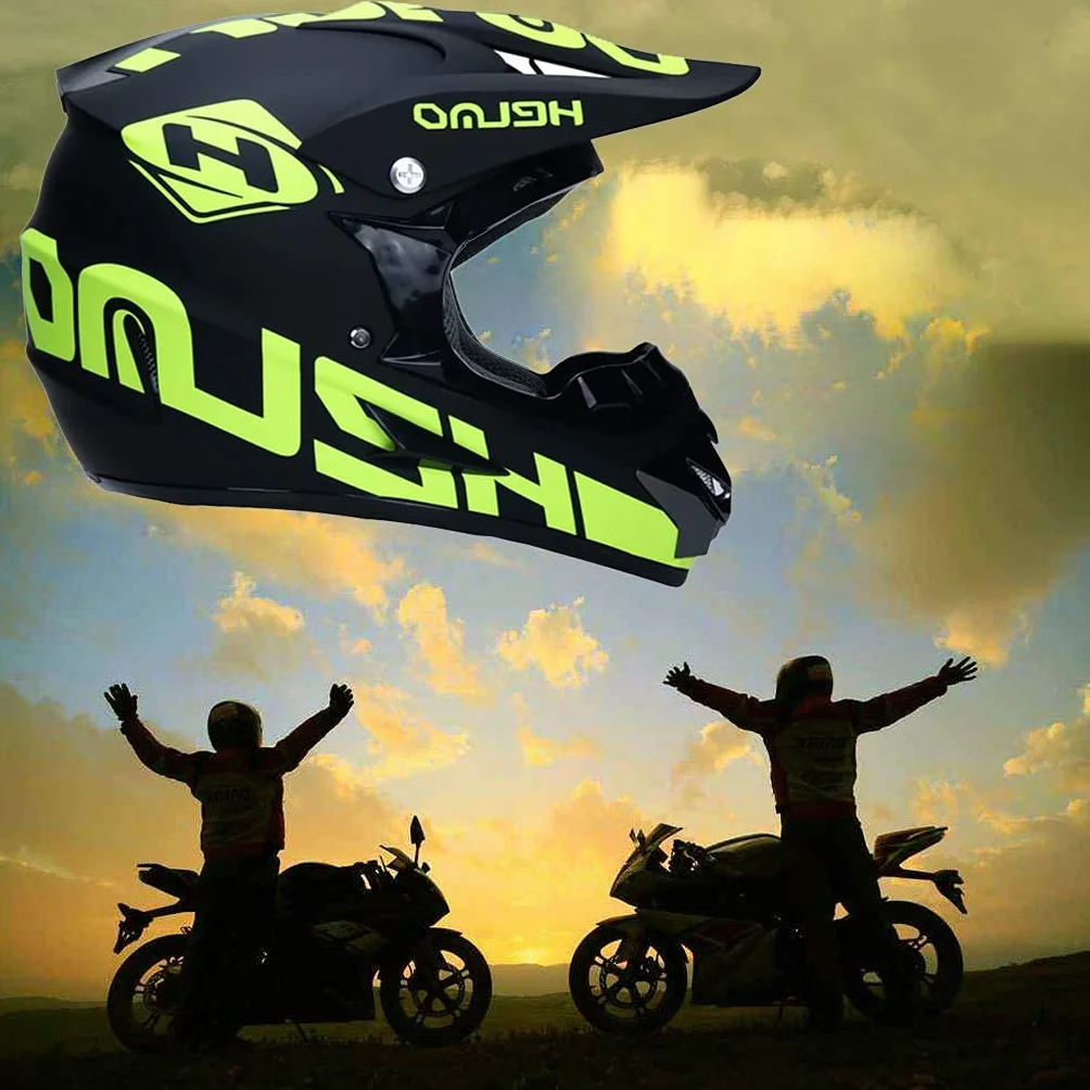 Jeunesse Enfant Casque Motocross, Unisexe Visage Complet MTB Hors Route Casque Moto VTT Scooter Accident Casque, BMX Descente Enduro Quadruple Vélo de Saleté Casque, avec Lunettes Gants Masque