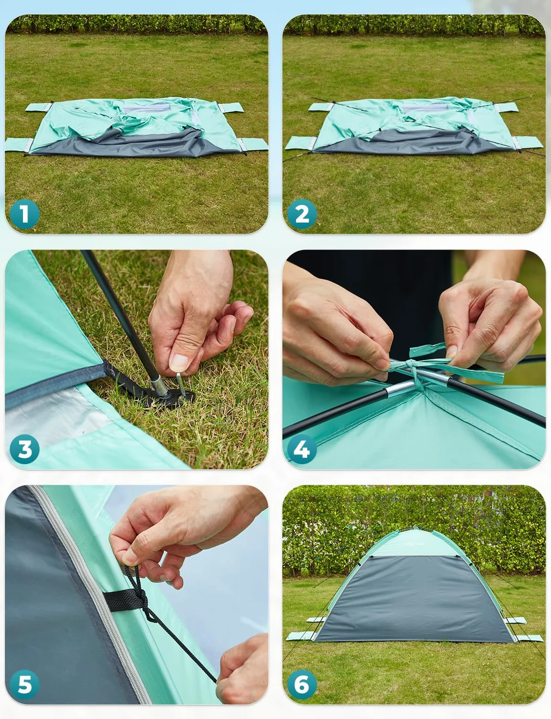 Glymnis Tente de Plage, Tente Anti-UV, Protection UPF 50+, Abri de Plage Facile à Installer et à Transporter pour Plage, Parc, Camping et pêche