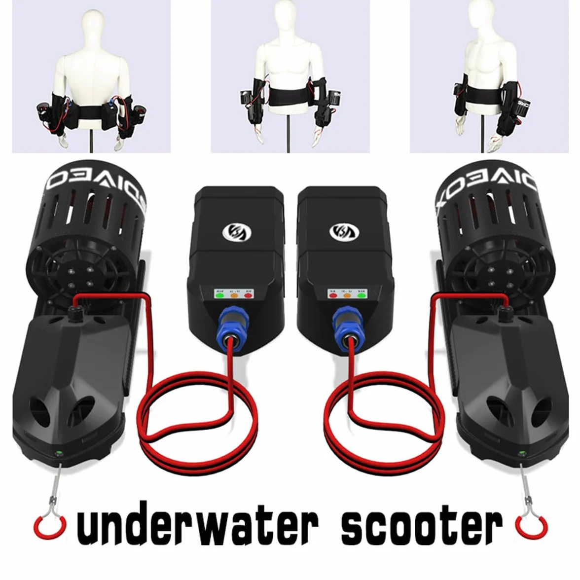 Scooter électrique sous-Marin Scooter de mer 20M étanche pour la plongée avec Tuba Equipement de Natation,Single