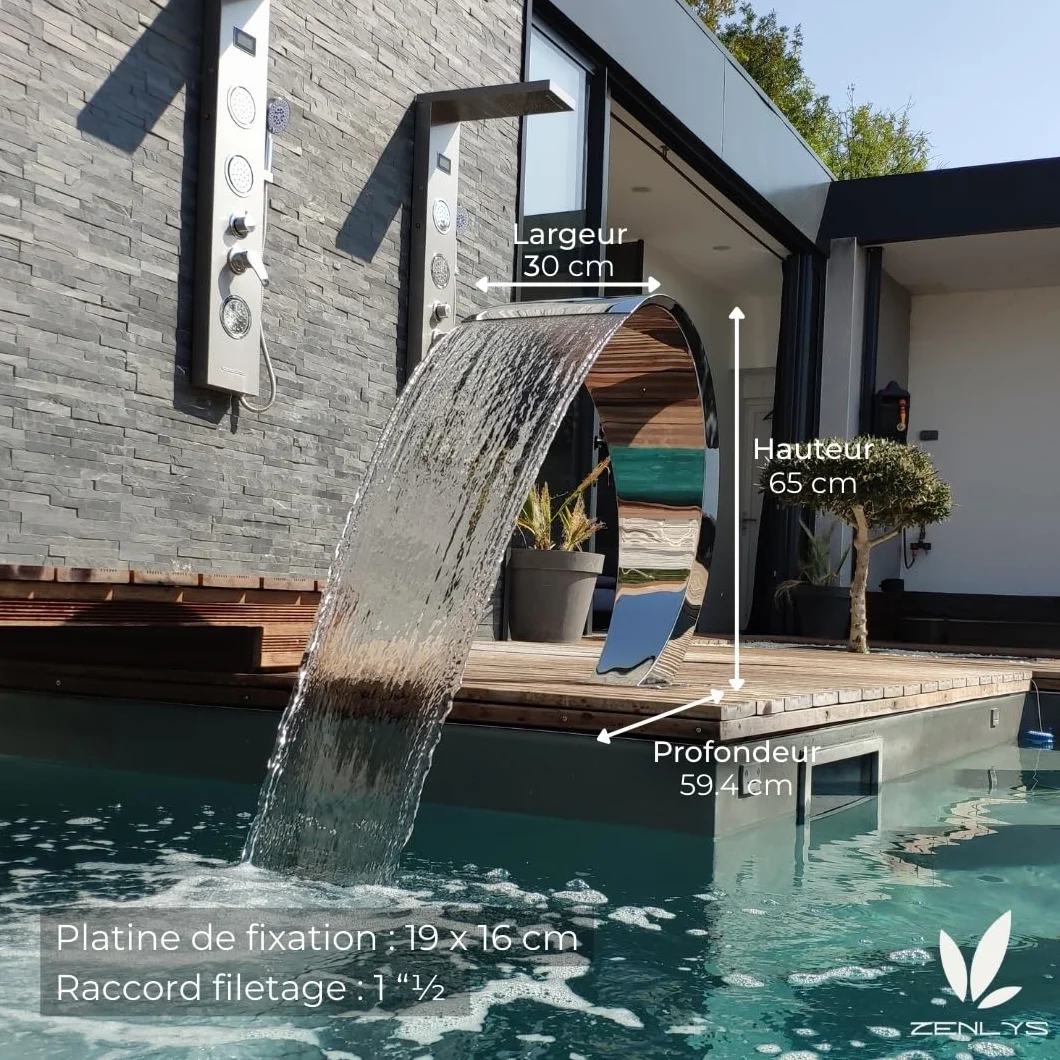 CASCADES-INOX Fontaine Piscine Bassin Cobra 65cm