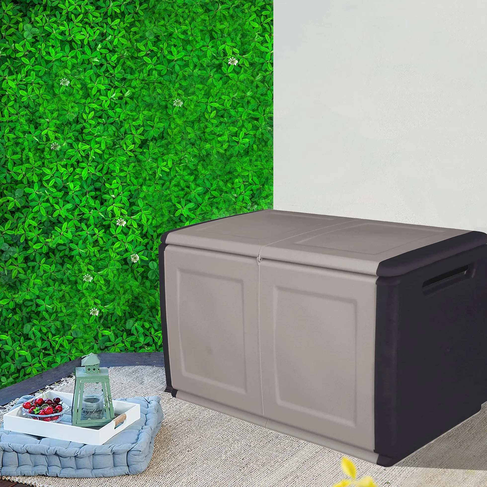 Coffre de rangement 230L Gris Noir 96x53xH57cm Jardin Extérieur