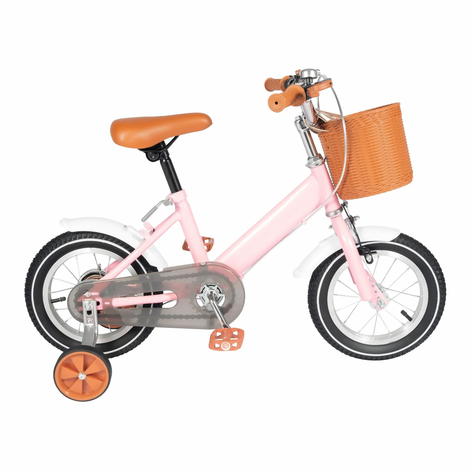 Vélo pour fille, 12" avec panier et stabilisateurs, vélo d'apprentissage avec équilibre et pédales pour 2-5 ans, rose