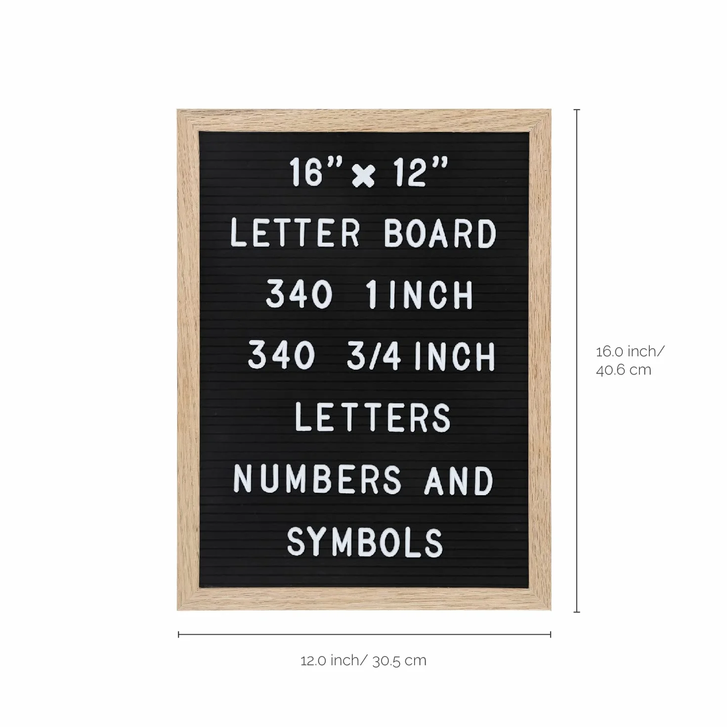 Tableau à lettres en feutre 680 lettres, chiffres et symboles 40,6 x 30,5 cm Cadre en bois Décoration murale Noir