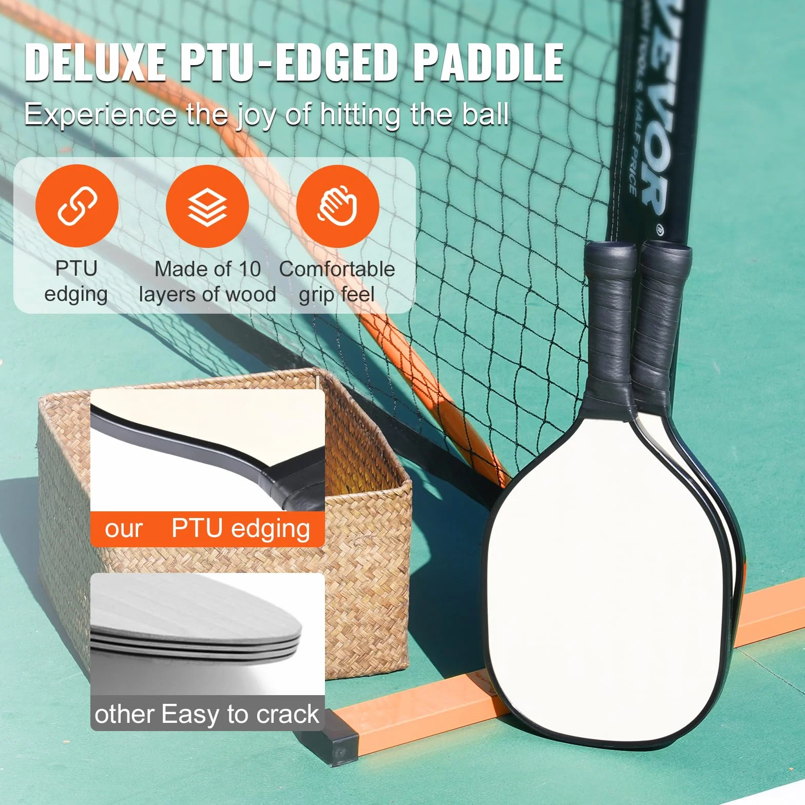 VEVOR Ensemble de filet de pickleball, système de pickleball portable de 6,7 m de taille réglementaire avec sac de transport, balles et pagaies, cadre en métal stable résistant aux intempéries et