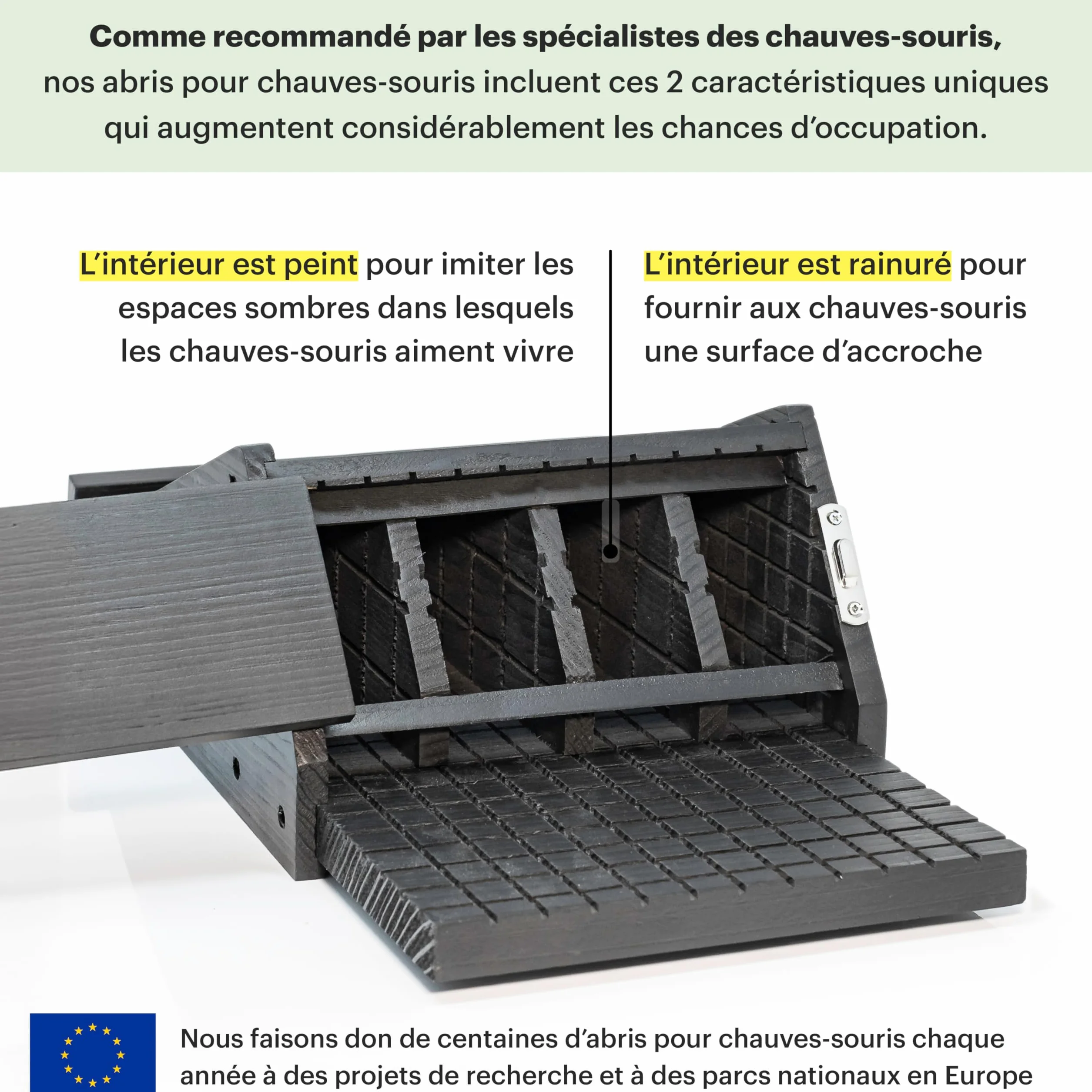 WHITEHORSE Maison de Chauves-Souris en cèdre 4 Compartiments Noir