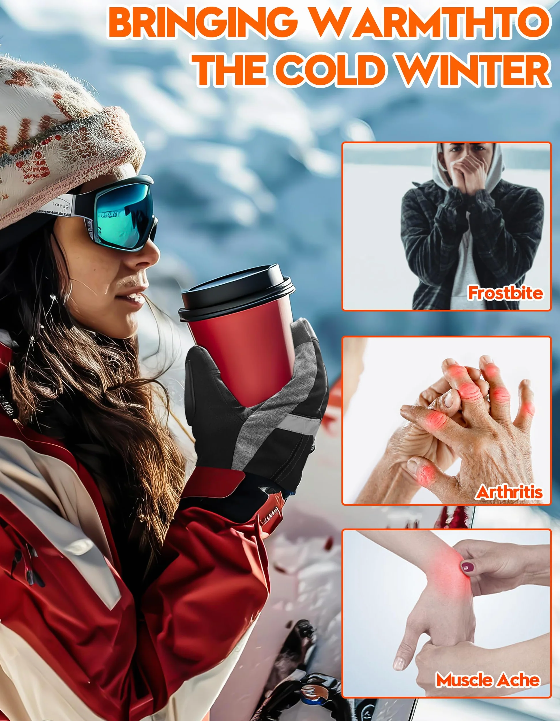 SVPRO Gants chauffants, 5 V 6000 mAh, rechargeables, pour homme et femme, gants chauffants électriques imperméables et coupe-vent pour le ski, la chasse, la moto, la randonnée, le travail en plein air