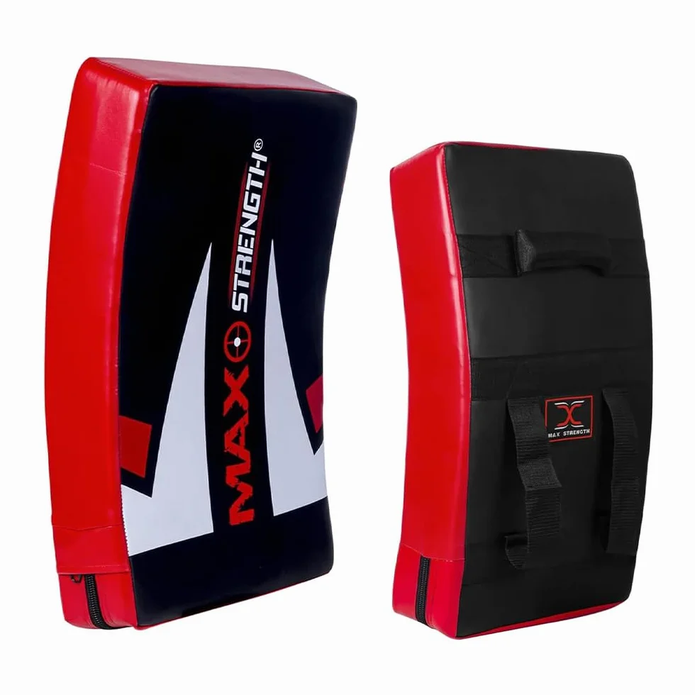 MAXSTRENGTH Bouclier de frappe professionnel pour entraînement de kickboxing | Coussinet incurvé de Muay Thai | Idéal pour MMA, arts martiaux, karaté, taekwondo, entraînement